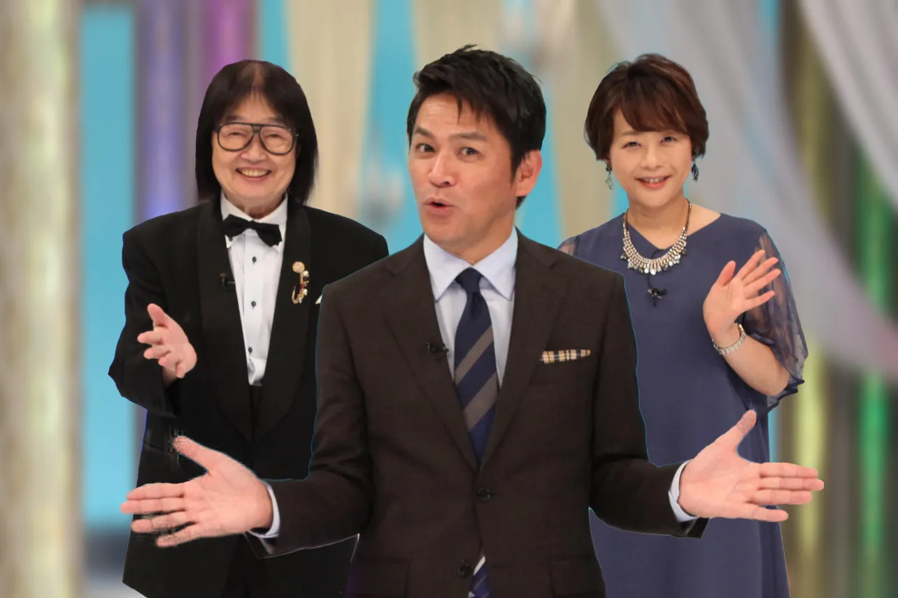 (左から)大木凡人、岡田圭右、川野良子アナ