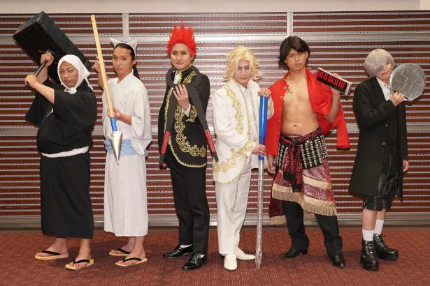 「KOUGU維新」がオンラインミュージカルに挑戦！写真左からみちお、布川ひろき、淡路幸誠、大津広次、ワタリ119、ほしのディスコ
