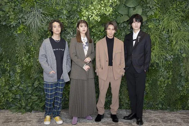 1月9日スタート「3Bの恋人」に出演する(左から)HIROSHI、馬場ふみか、神谷健太、桜田通