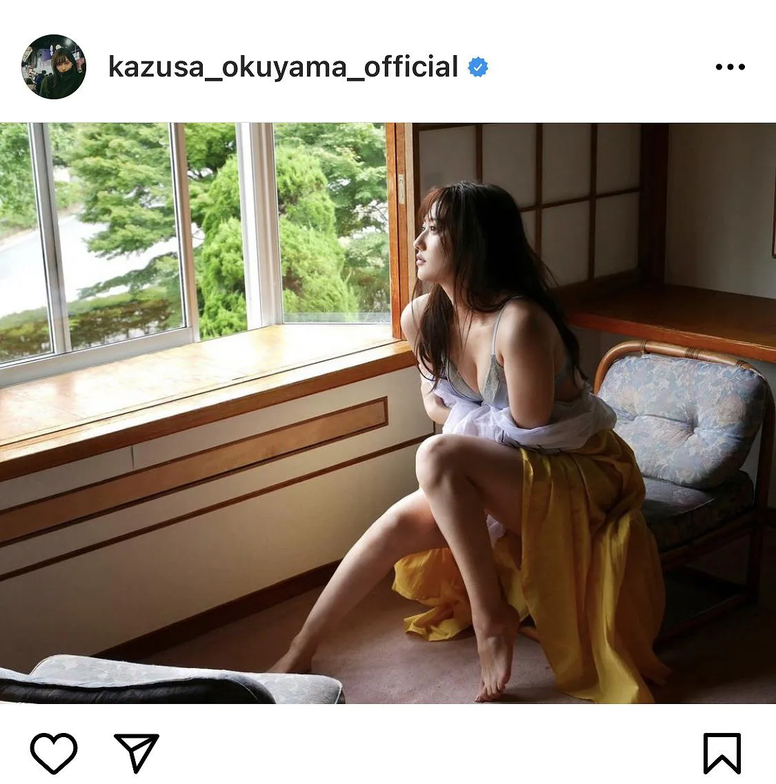 ※画像は奥山かずさ(kazusa_okuyama_official)公式Instagramのスクリーンショット