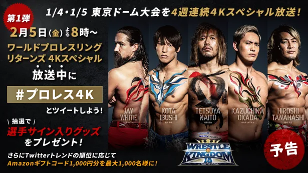 画像 Bs朝日 新日本プロレス最大のビッグイベント 東京ドーム大会 を4週連続4ｋ映像で放送 4 5 Webザテレビジョン