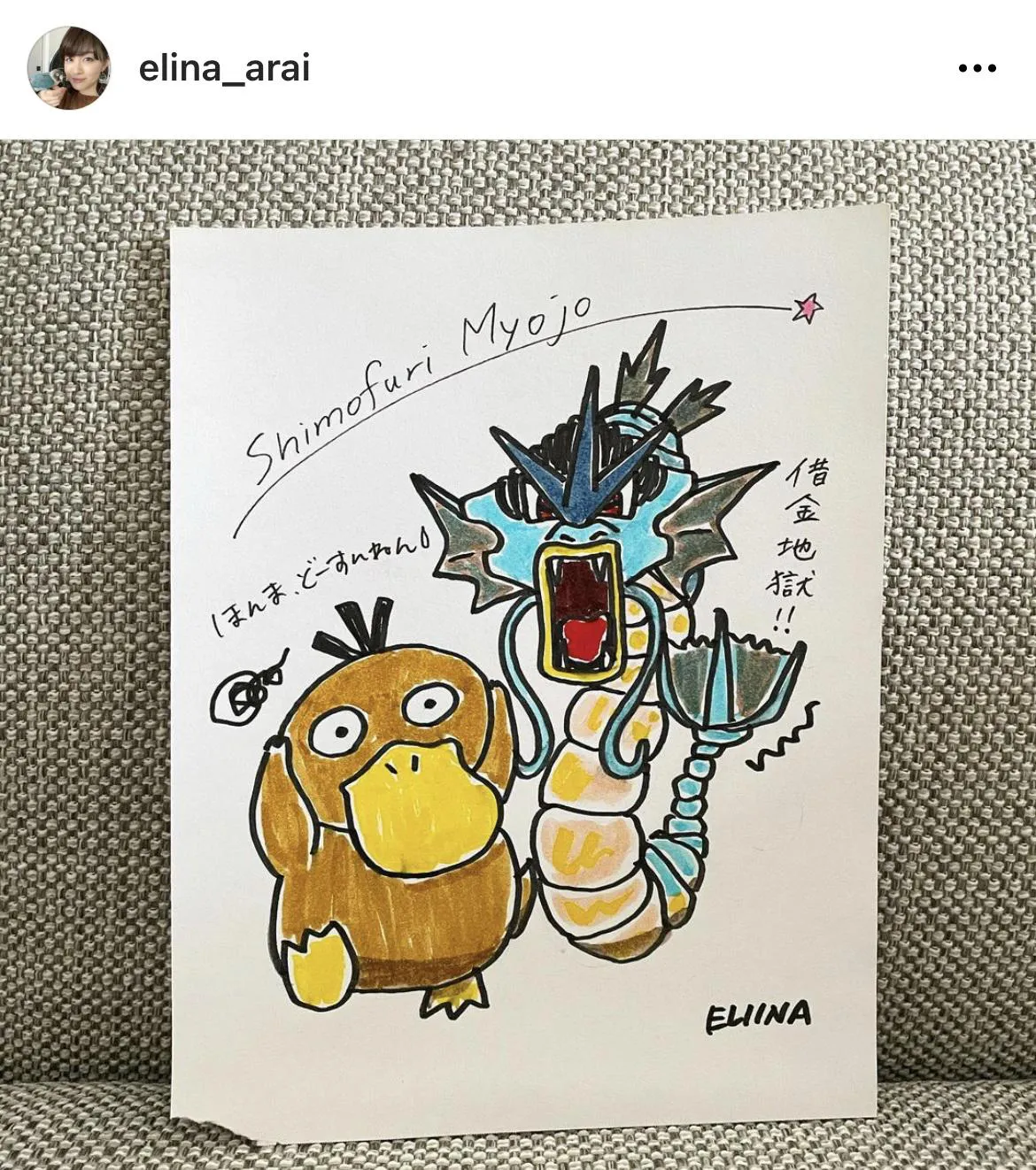 ※新井恵理那オフィシャルInstagram(elina_arai)のスクリーンショット