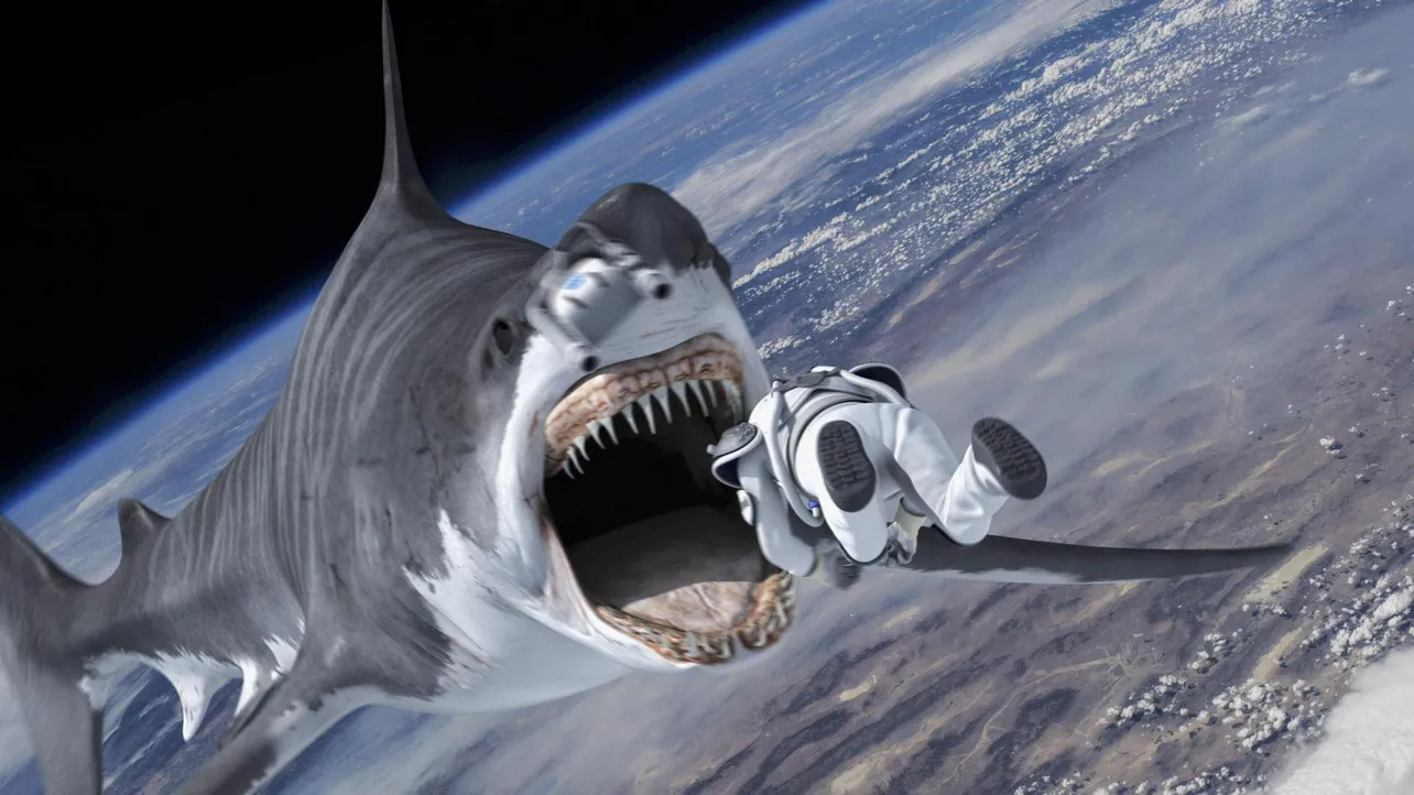 【写真を見る】なぜサメが宇宙に？　パニック映画なのに爆笑必至のシーンが満載！
