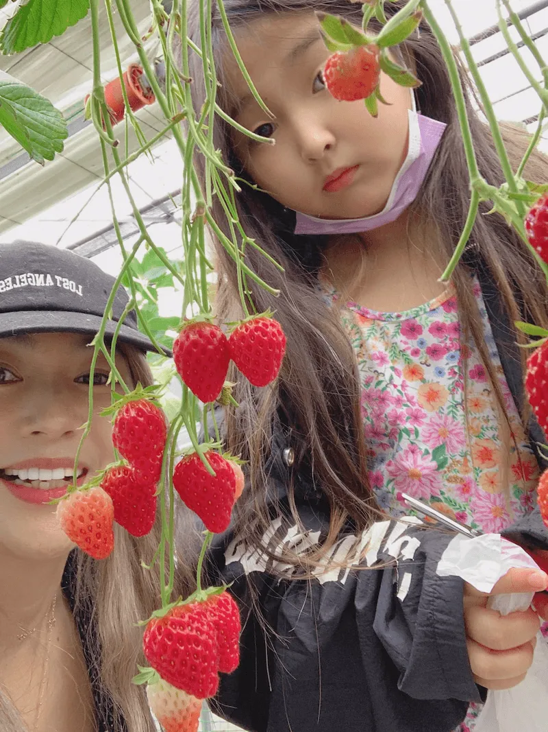 【写真を見る】MINMI、子どもたちといちご狩りを楽しむ姿