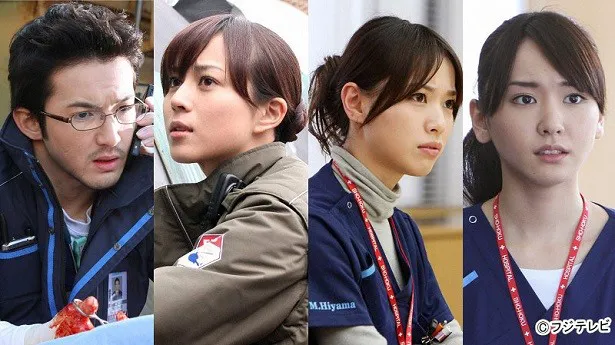 7月のフジテレビ系“月9”は山下智久主演の「コード・ブルー」第3シーズンに決定(左から浅利陽介、比嘉愛未、戸田恵梨香、新垣結衣)