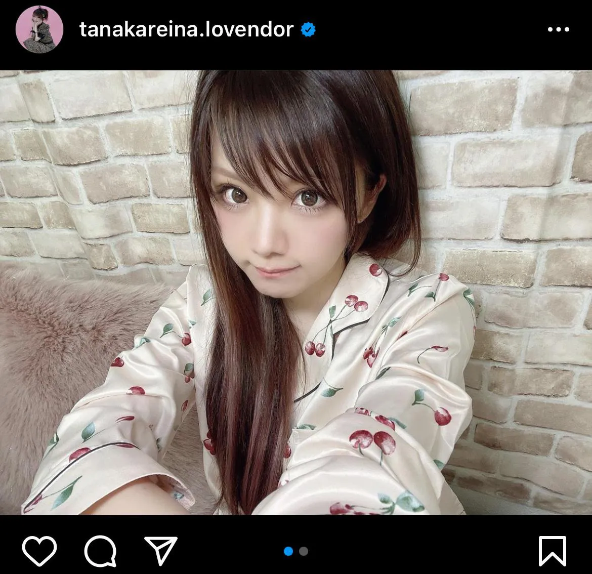 ※画像は田中れいな(tanakareina.lovendor)公式Instagramのスクリーンショット