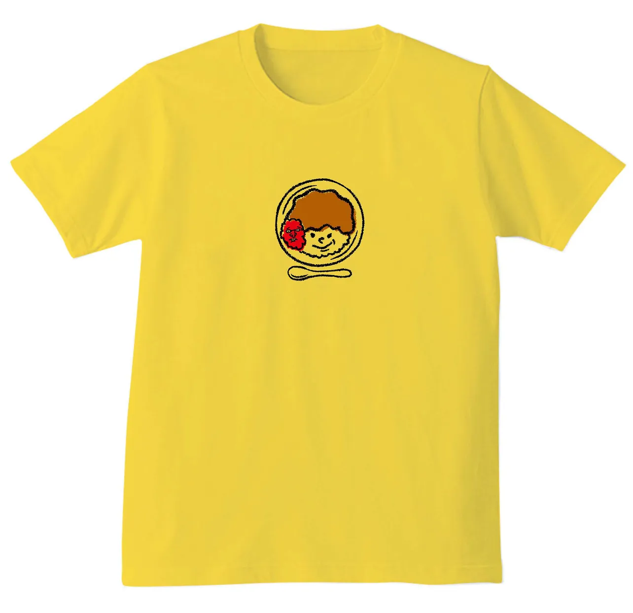 “カレーライス若林＆福神漬け山里”が一皿に収まったイラストデザインのTシャツ