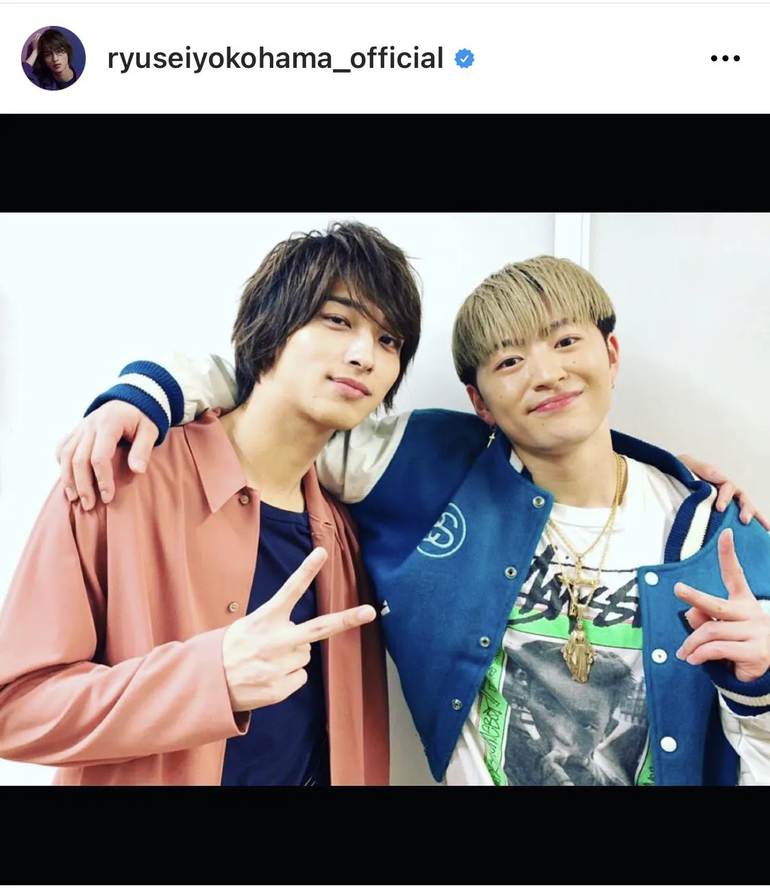 ※横浜流星公式Instagram(ryuseiyokohama_official)のスクリーンショット