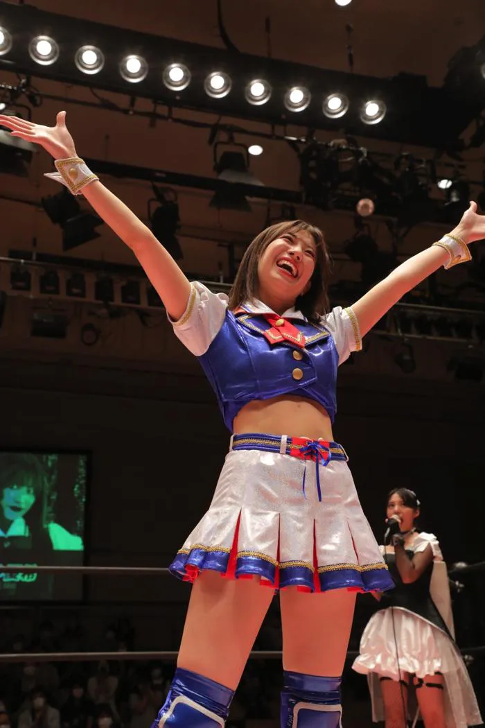 SKE48の荒井優希がプロレスデビュー3戦目にして、初のシングルマッチに出場