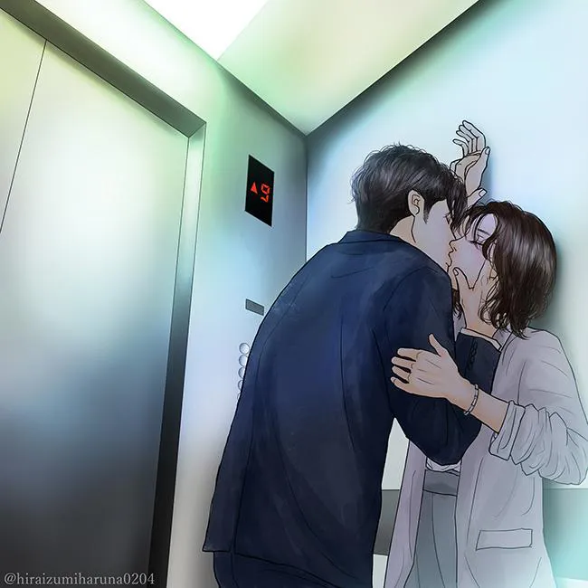 【写真を見る】エロ美しい描写にキュン！エレベーターの中での濃厚なキス