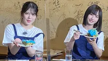 インパクト大の青色グルメ!“青い”お好み焼きをSTU48・矢野と沖が考案<せとチャレ!STU48>