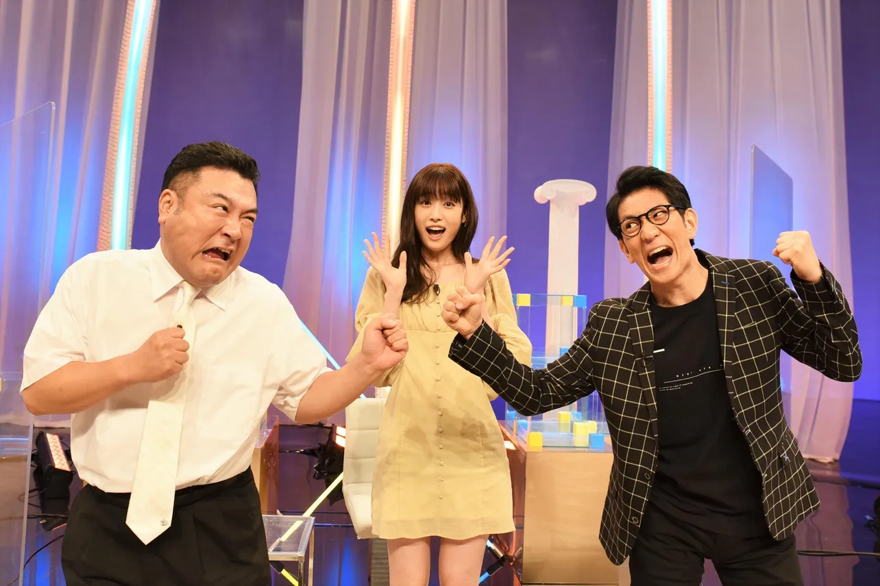 「ケンカ上等バラエティ バチッター」に出演する山崎弘也、高橋ひかる、柴田英嗣(写真左から)