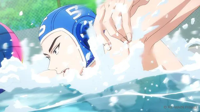 【写真を見る】水しぶきが涼し気…網浜秀吾(CV：斉藤壮馬)が力強く泳ぐ！