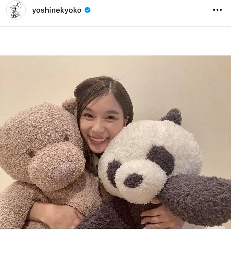 【写真を見る】クマとパンダのぬいぐるみを抱っこしている芳根京子