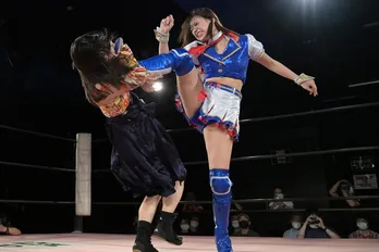 SKE48荒井優希、山下実優&渡辺未詩と臨んだメインイベントは20分の熱戦の末ドロー