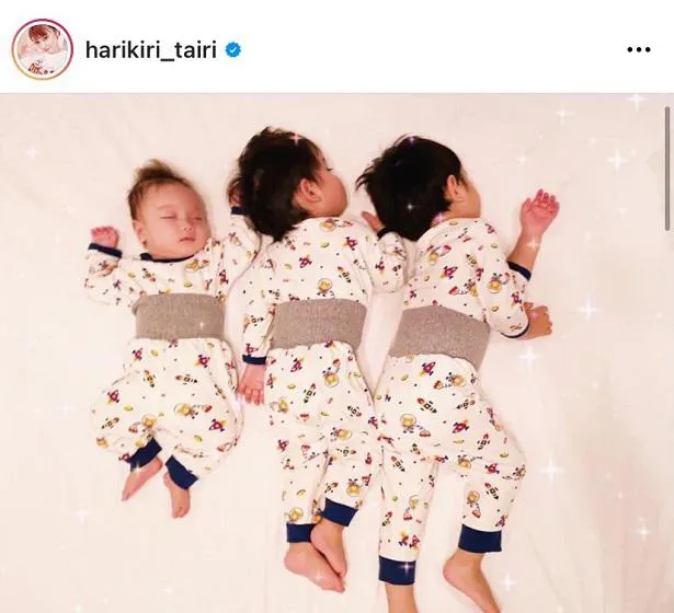 【写真を見る】平愛梨、3男児の寝相SHOT公開