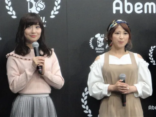 元SKE48でフリーアナウンサーとして初の番組に挑戦している柴田阿弥(左)と矢口真里