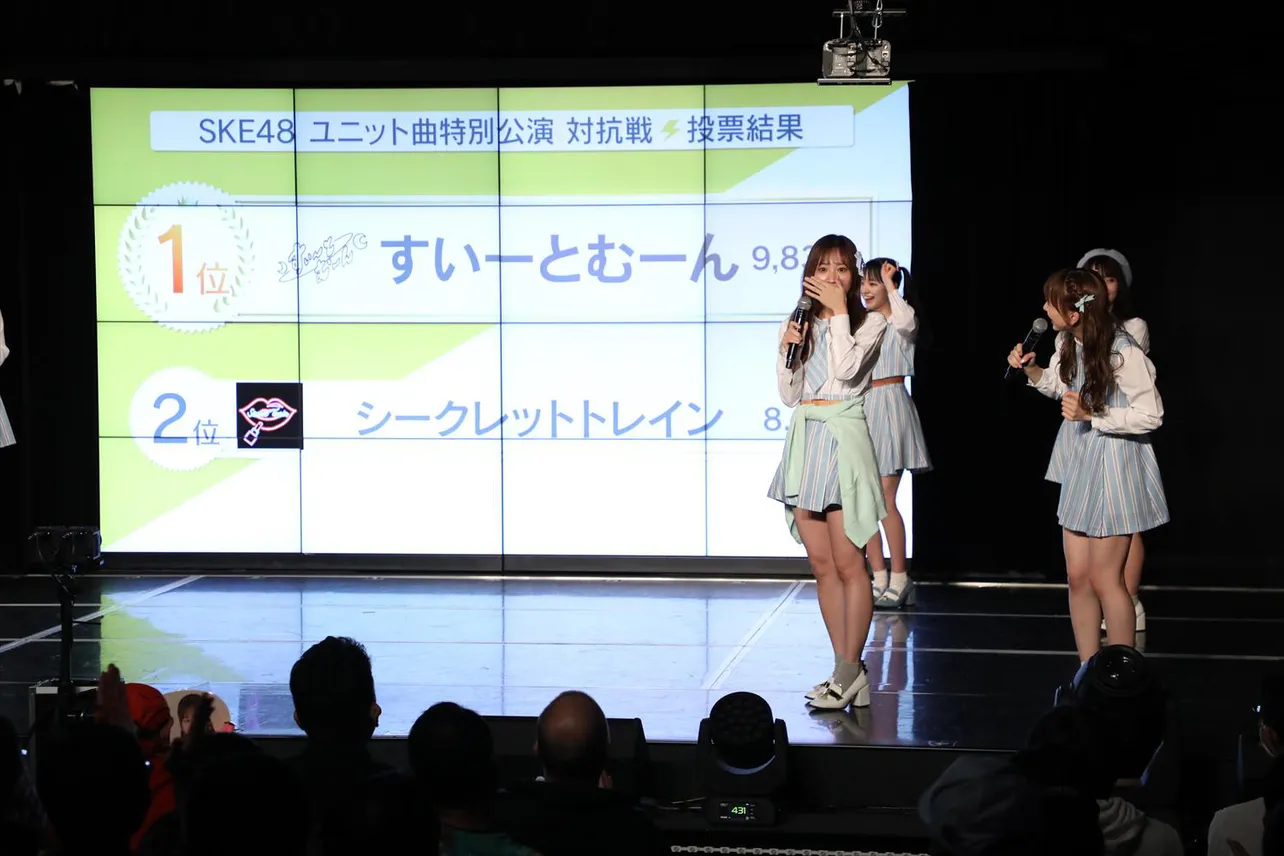 「SKE48 ユニット曲特別公演 対抗戦」結果発表の様子