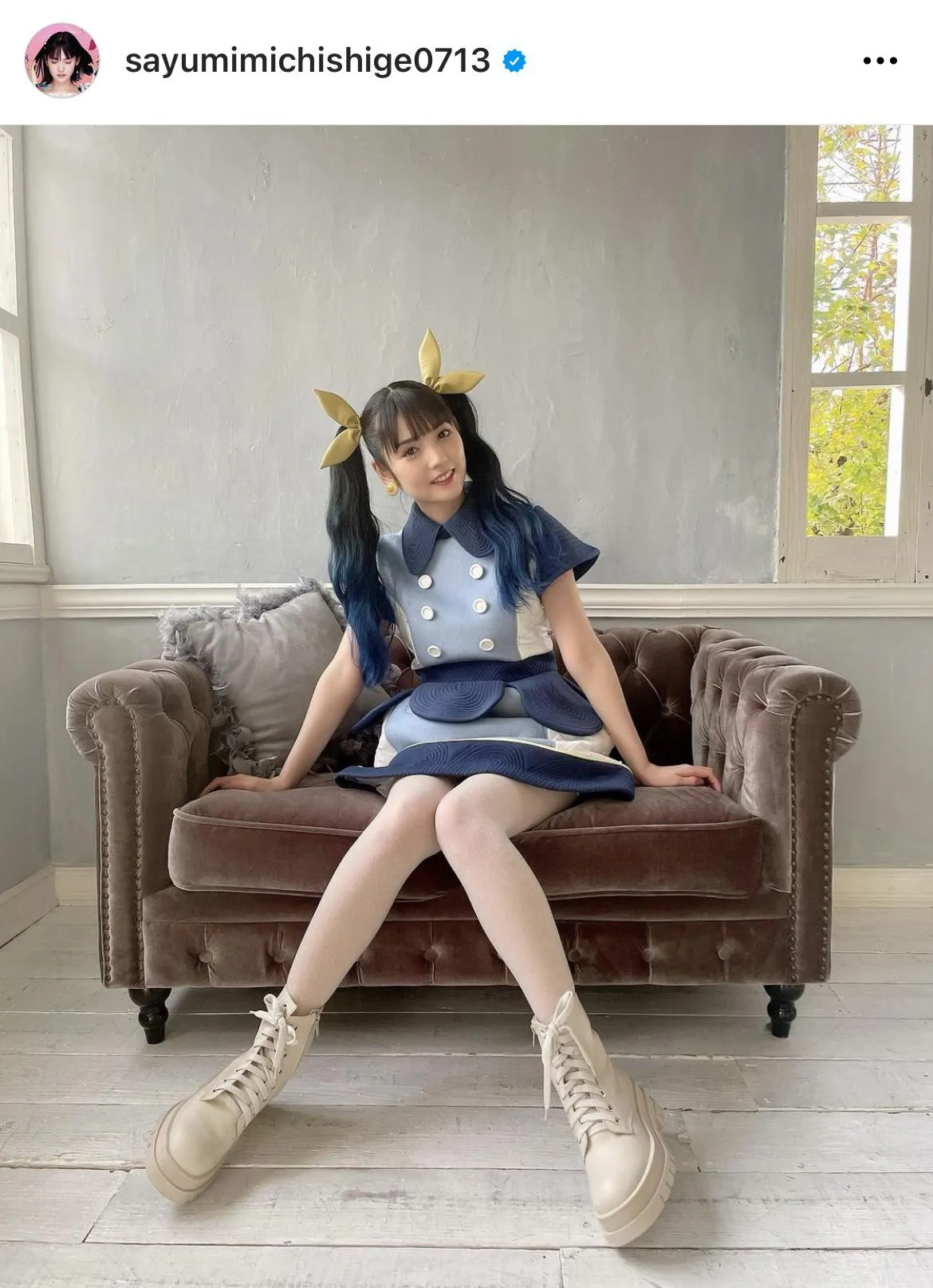 画像・写真 道重さゆみが“ポッチャマ”に！青基調のミニワンピ×白タイツ