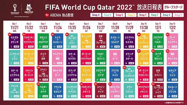【写真を見る】グループステージから決勝まで全64試合の放送日程が発表された「FIFA ワールドカップ カタール 2022」