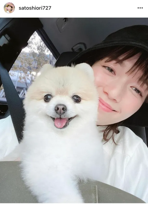 2人(？)とも笑ってる！佐藤栞里＆愛犬の2ショット