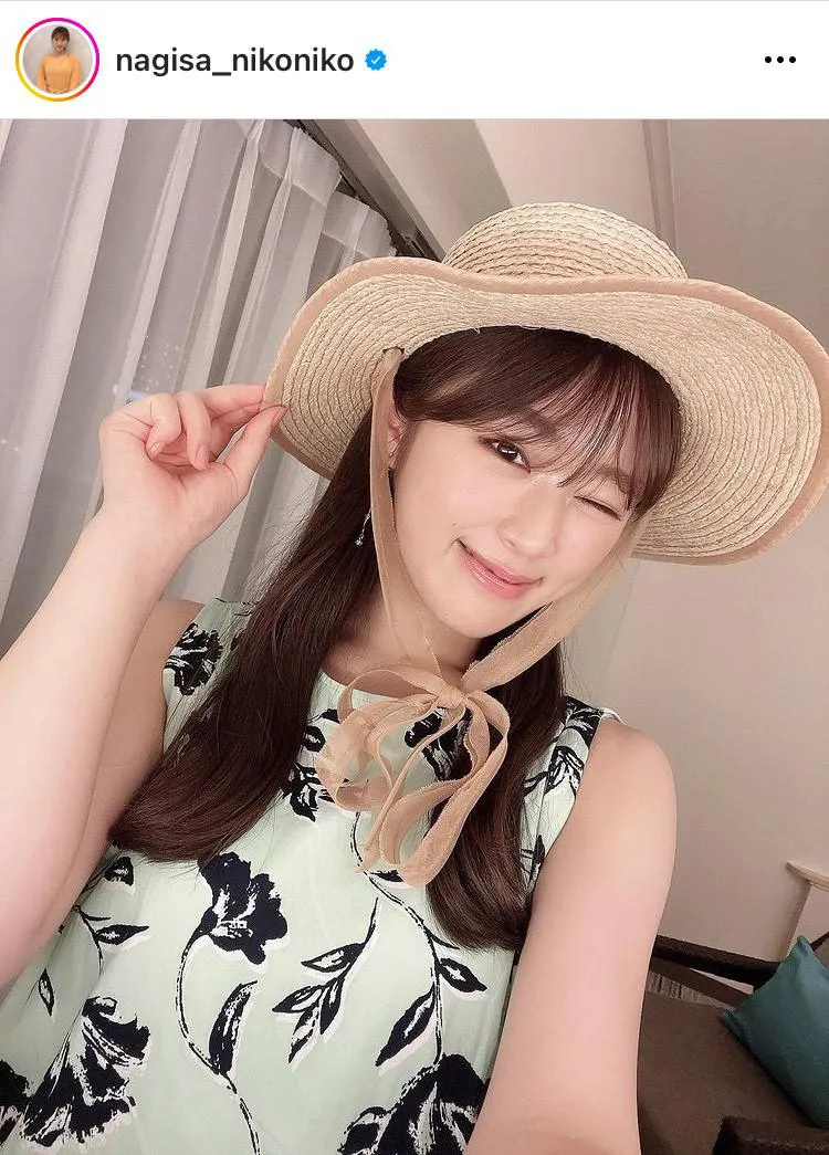夏に浮かれて麦わら帽子でウインクショットの渋谷凪咲