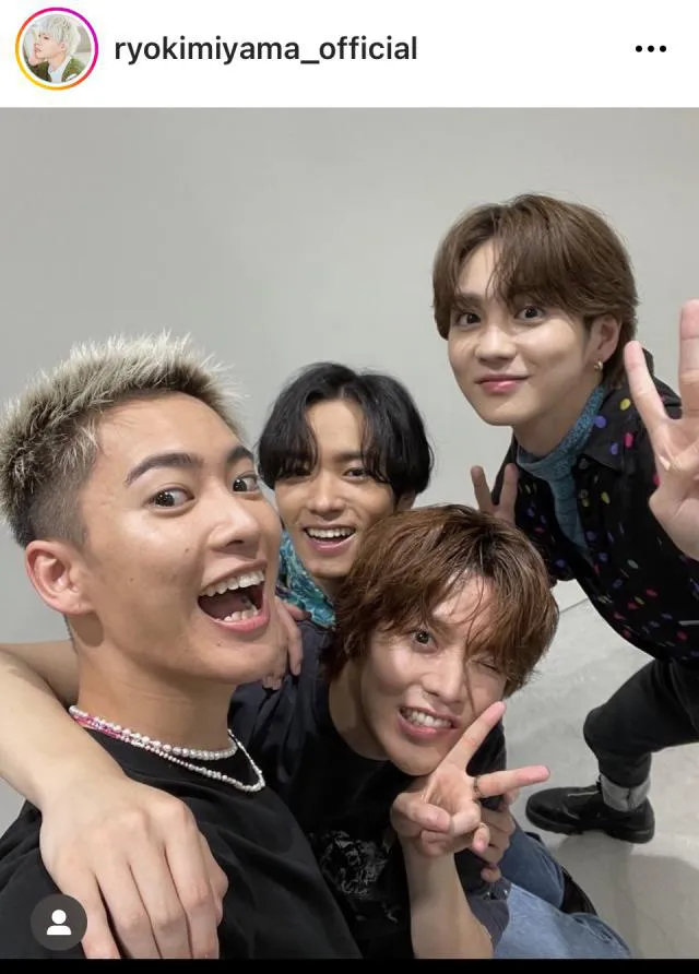 【写真】川村壱馬、吉野北人(共にTHE RAMPAGE from EXILE TRIBE)、中本悠太(NCT127)、三山凌輝の仲良し4ショット