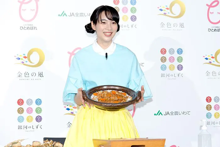 のん「いわて純情米」新CM発表イベントより 撮影＝山田果奈映