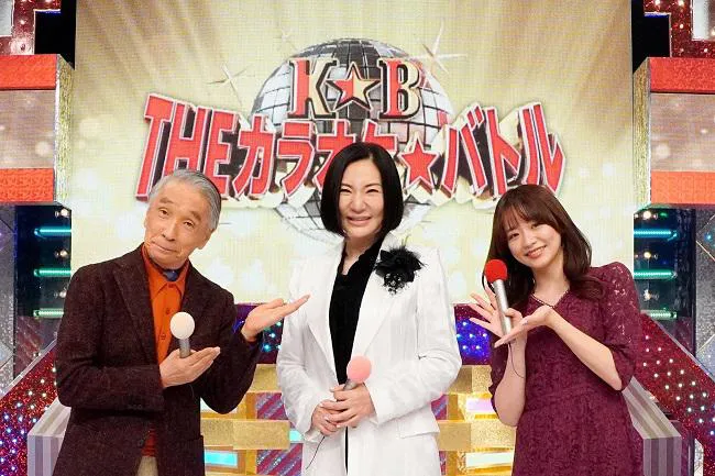 11月13日放送「THEカラオケ★バトル」に出演する(左から)堺正章、広瀬香美、森香澄アナウンサー