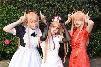 『チェンソーマン』メイド・チャイナ服・ナース姿のコスプレイヤー、こだわりは「3人で同じモノを用意した」