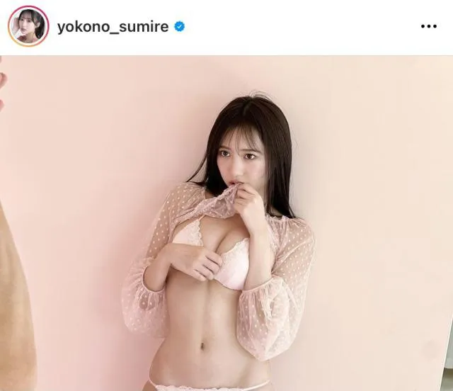 【写真】横野すみれ、“お腹の縦筋まで”見えちゃう…“服を咥えて”健康美ボディ丸見えの下着姿