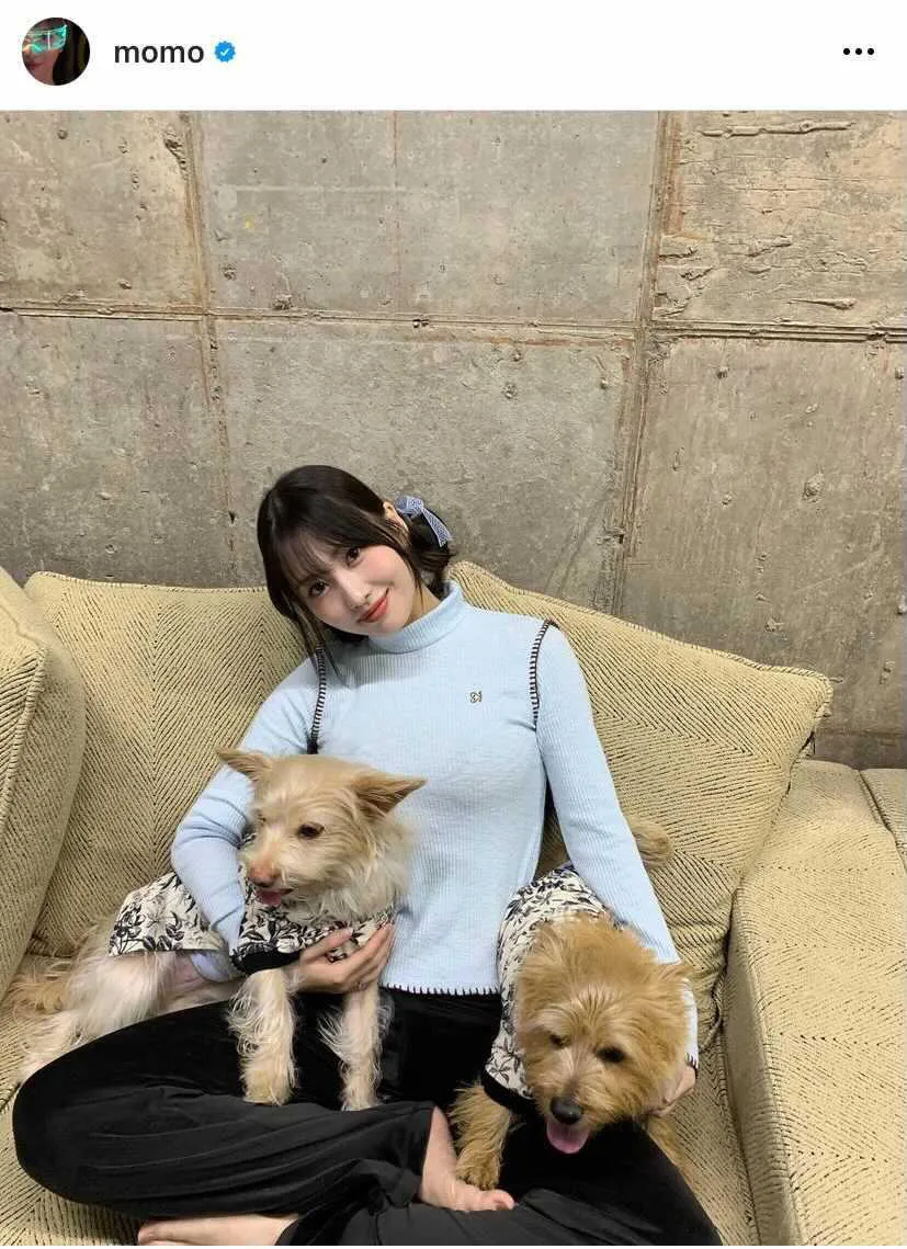 TWICE・モモ、愛犬とのプライベートショット