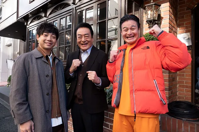 3月13日放送「再雇用警察官5」に出演する(左から)前田裕太、高橋英樹、高岸宏行