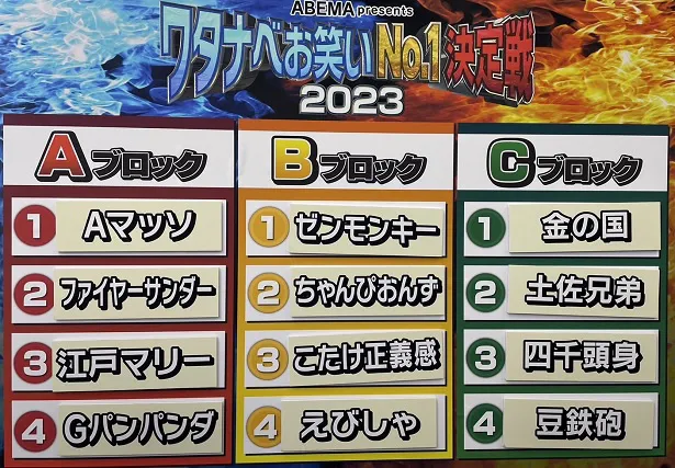 決勝戦の出演ブロックが決定した「ワタナベお笑いNo.1決定戦2023」