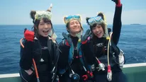 桜井玲香、斉藤優里、松村沙友理のスキューバーのカットでも頭には猫耳