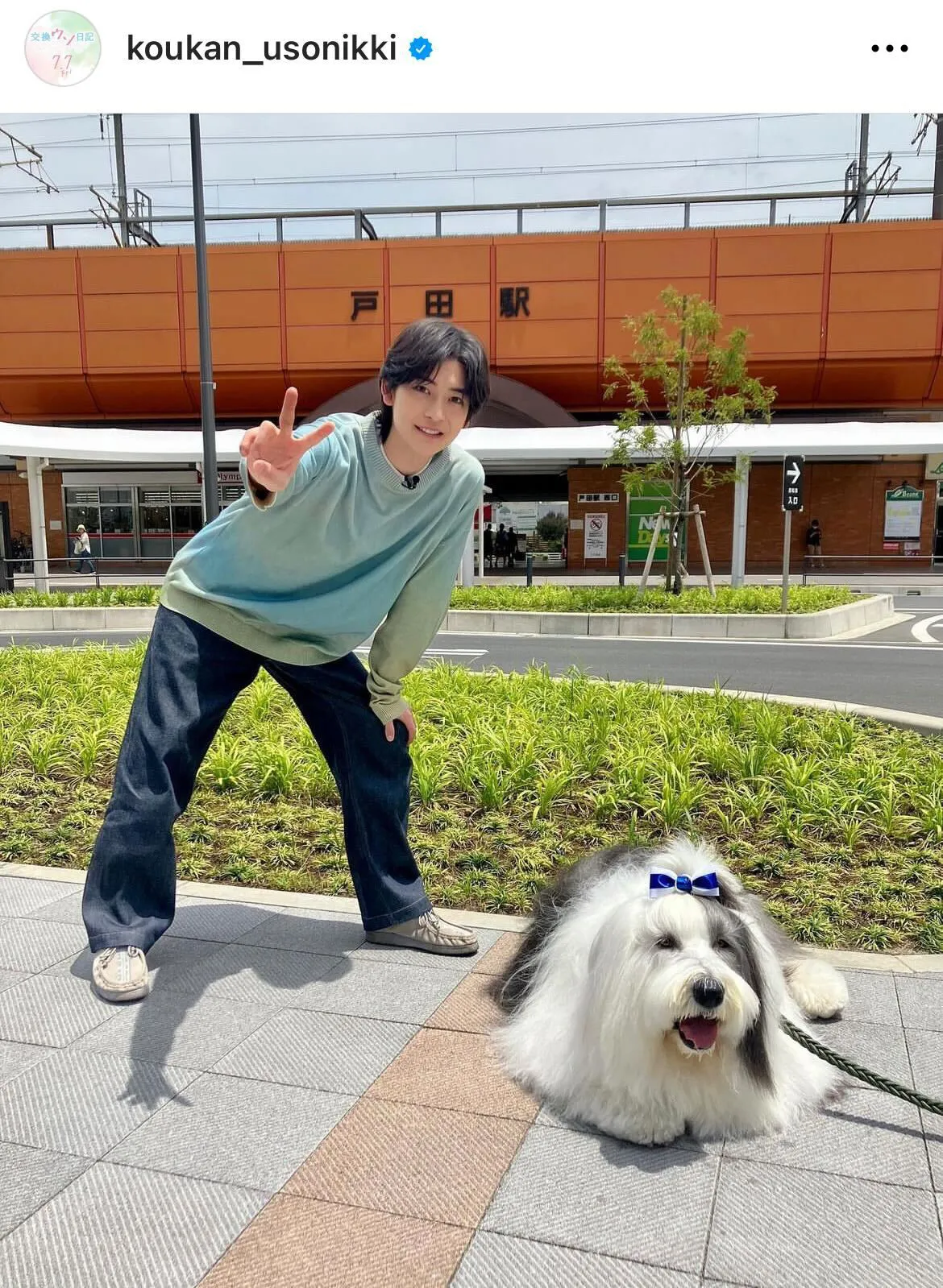 高橋文哉が犬とお散歩ツーショット