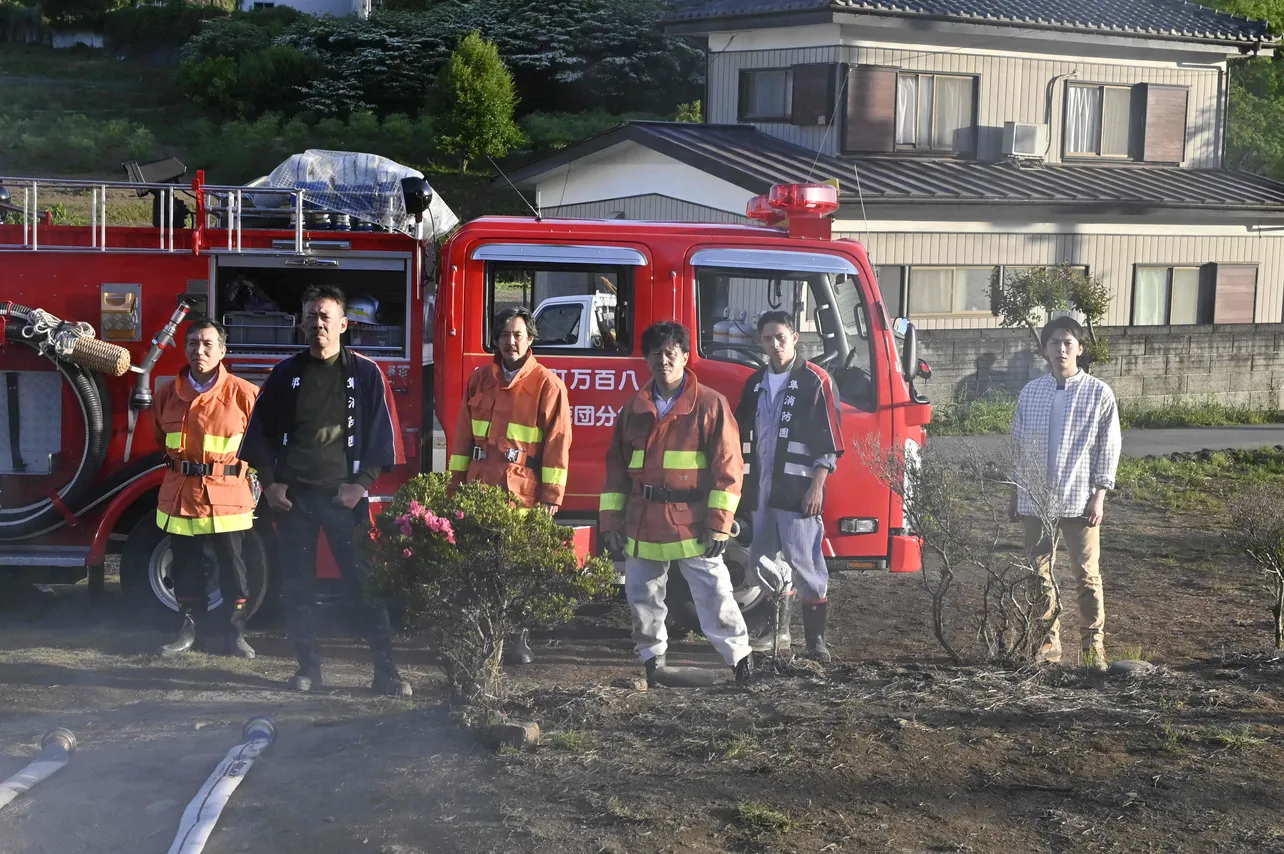 ハヤブサ地区の消防団が勢ぞろい