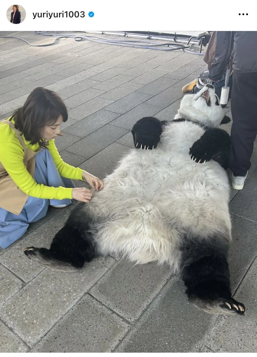 【写真】石田ゆり子がCM共演者のおなかを毛づくろい