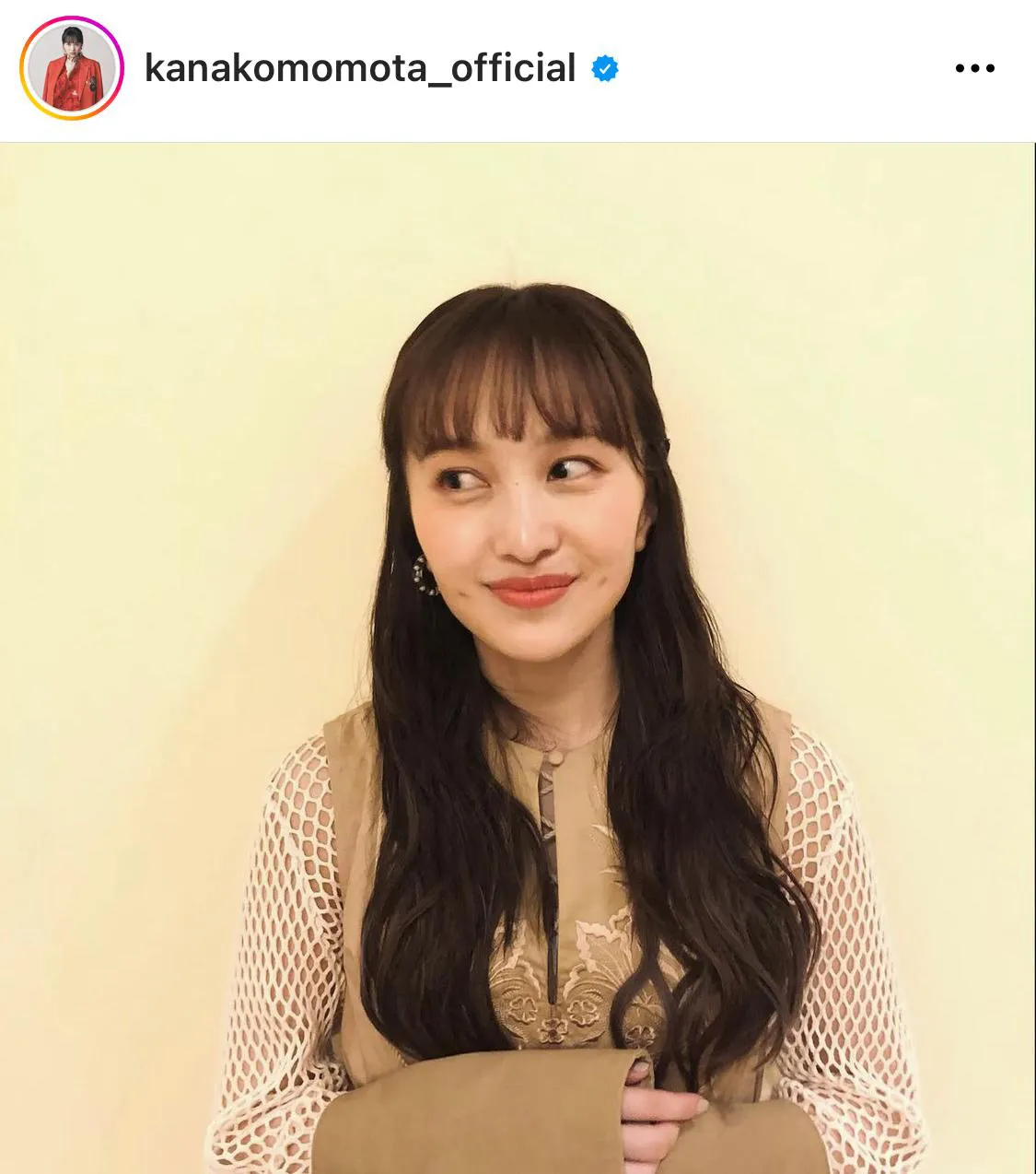 ※百田夏菜子オフィシャルInstagram(kanakomomota_official)より