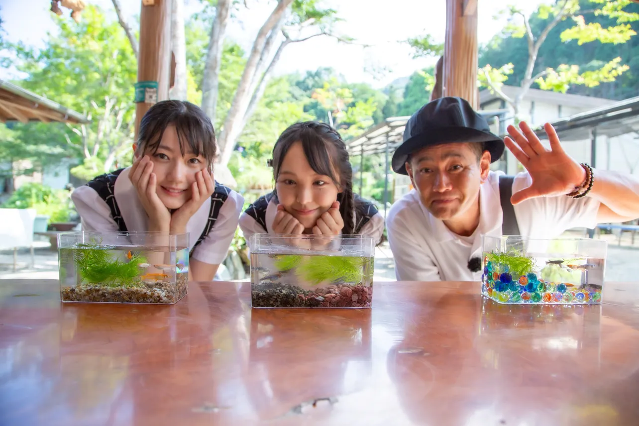 STU48・瀧野と福田がココリコ・遠藤と共に“改良メダカ”の世界を学ぶ