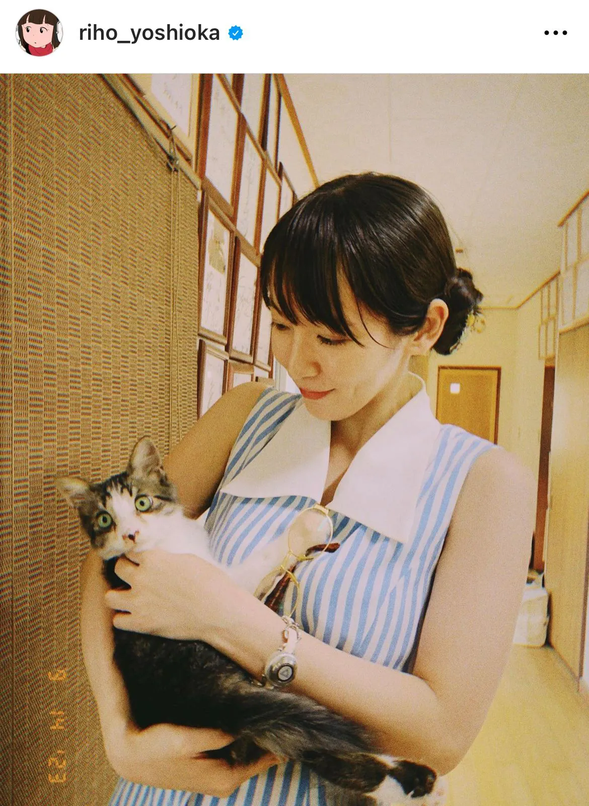 【写真】 吉岡里帆、猫を抱えてほほ笑む“癒しショット”