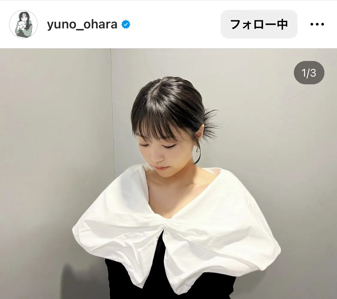 大原優乃、しっとり艶々な美鎖骨あらわ…Vネックが大きく開いたドレス姿