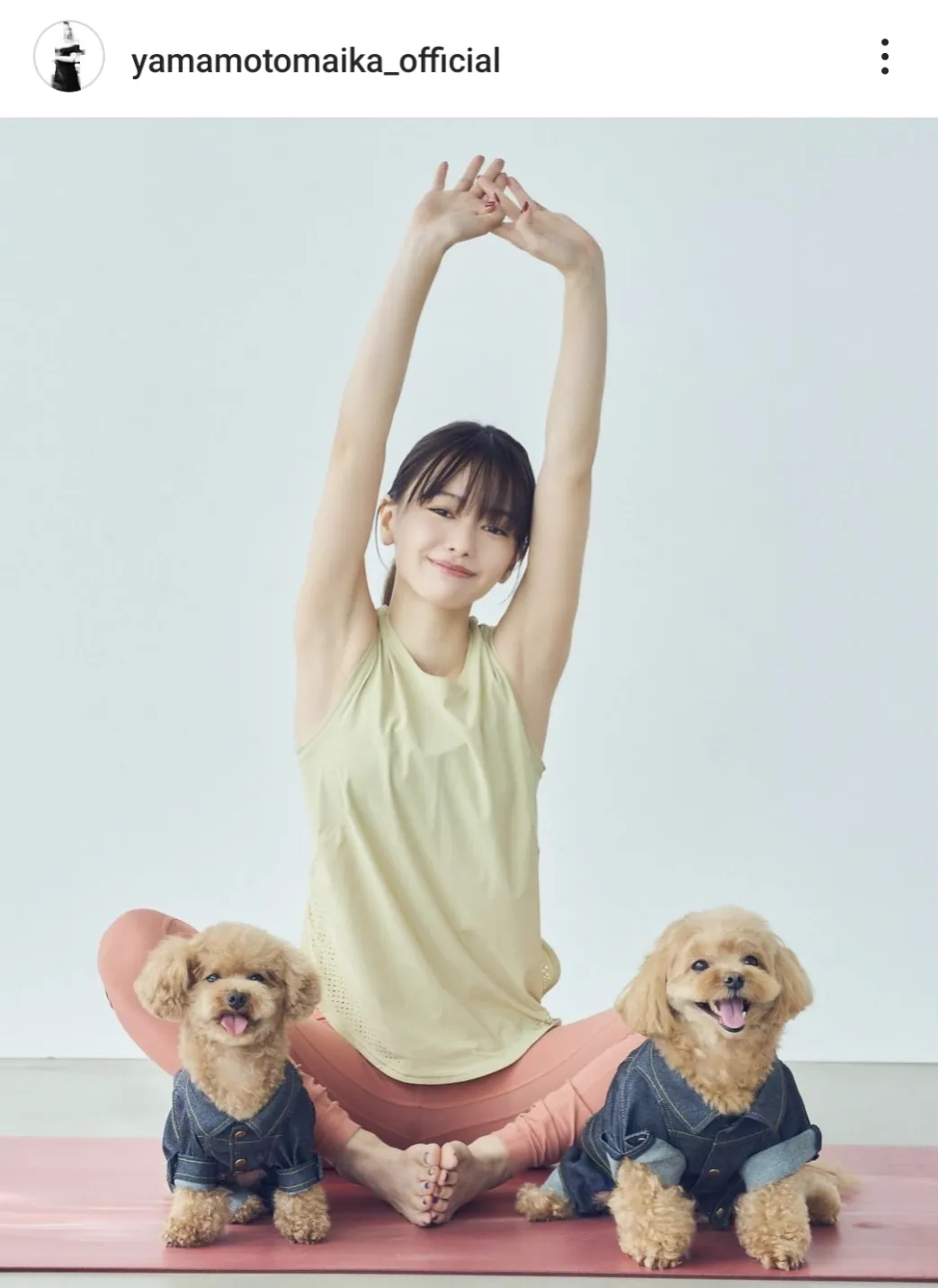 山本舞香、愛犬との“ドッグヨガ”で大胆ワキ見せ