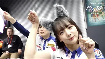 KADOKAWAサクラナイツ岡田紗佳、試合前、ハロウィンにちなんでネコ耳姿を披露