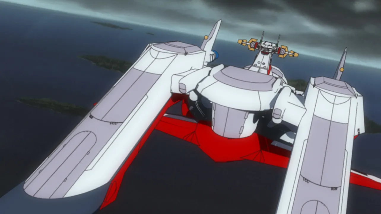「機動戦士ガンダム」に登場したホワイトベース(木馬）を彷彿させる戦艦アークエンジェル