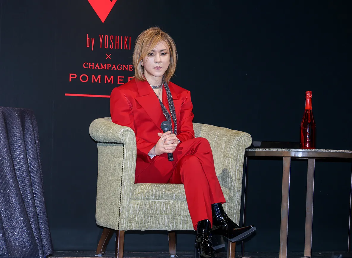 「Y by YOSHIKI×CHAMPAGNE POMMERY Brut Rose」発表記者会見より