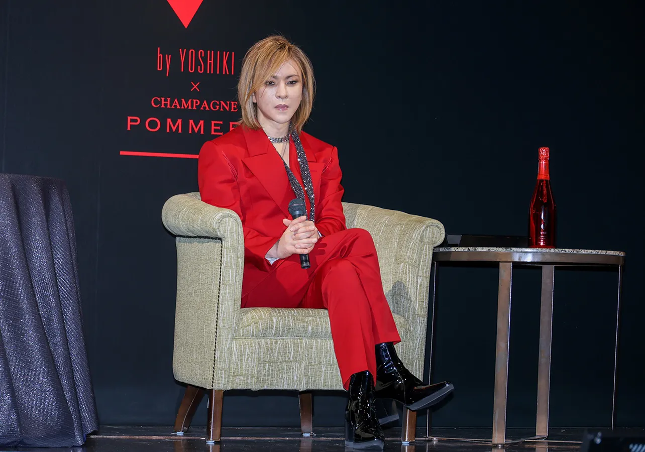 「Y by YOSHIKI×CHAMPAGNE POMMERY Brut Rose」発表記者会見より