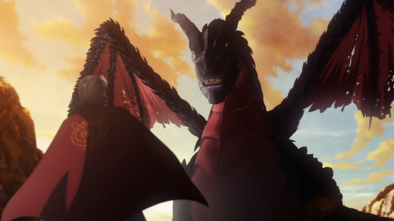 【写真】巨大ドラゴン・ヴィケオンと対峙する静寂なるハルゲント(CV：大塚明夫)