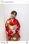 着物姿で第2子妊娠を発表した川栄李奈