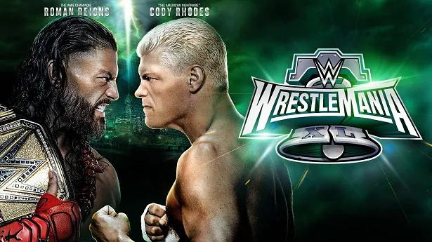 王者のローマン・レインズと挑戦者のコーディ・ローデスによる統一WWEユニバーサル選手権が行われるWWE「レッスルマニア」